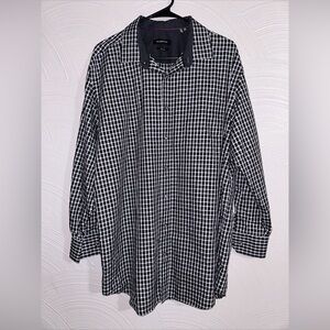 Bugatchi Men’s Long Sleeve Button Up Shirt Black And White Size XL